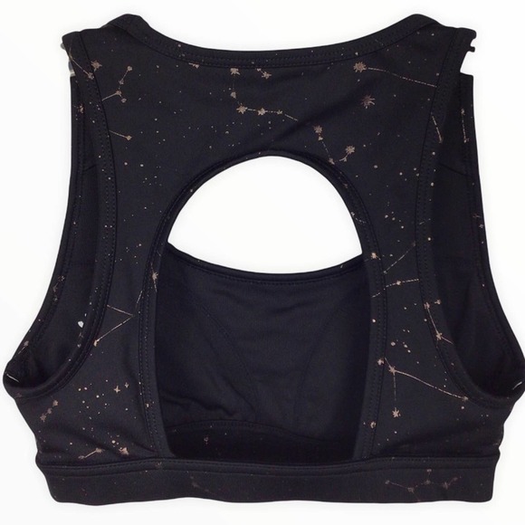 JoyLab | Black Gold Constellation Stars Open Back Sports Bra XS - Picture 3 of 6